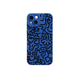 Blue with black design street art phone case