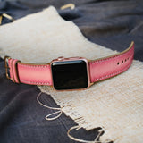 Pink Leather Watch Band